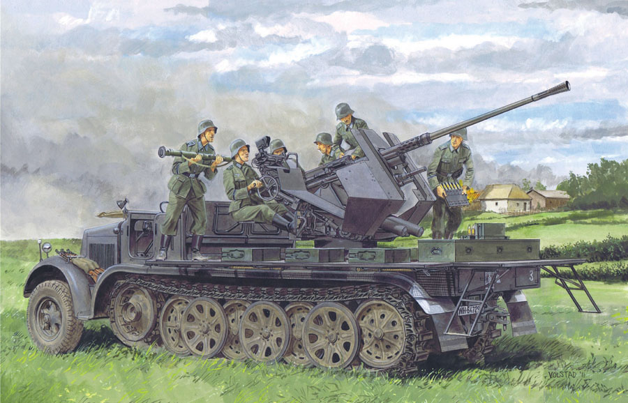 1/35 WW.II ドイツ軍 Sd.Kfz.7/2 8トンハーフトラック 3.7cm対空機関砲 