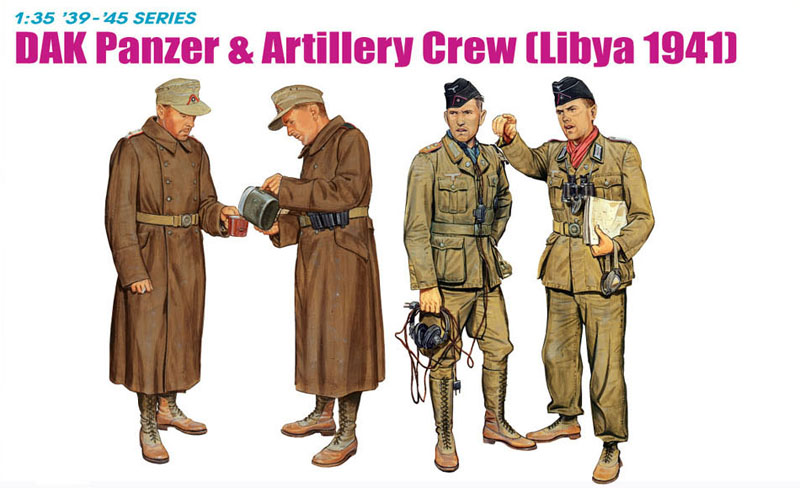 1/35 WW.II ドイツアフリカ軍団 DAK 戦車兵&コートを着た兵士 リビア