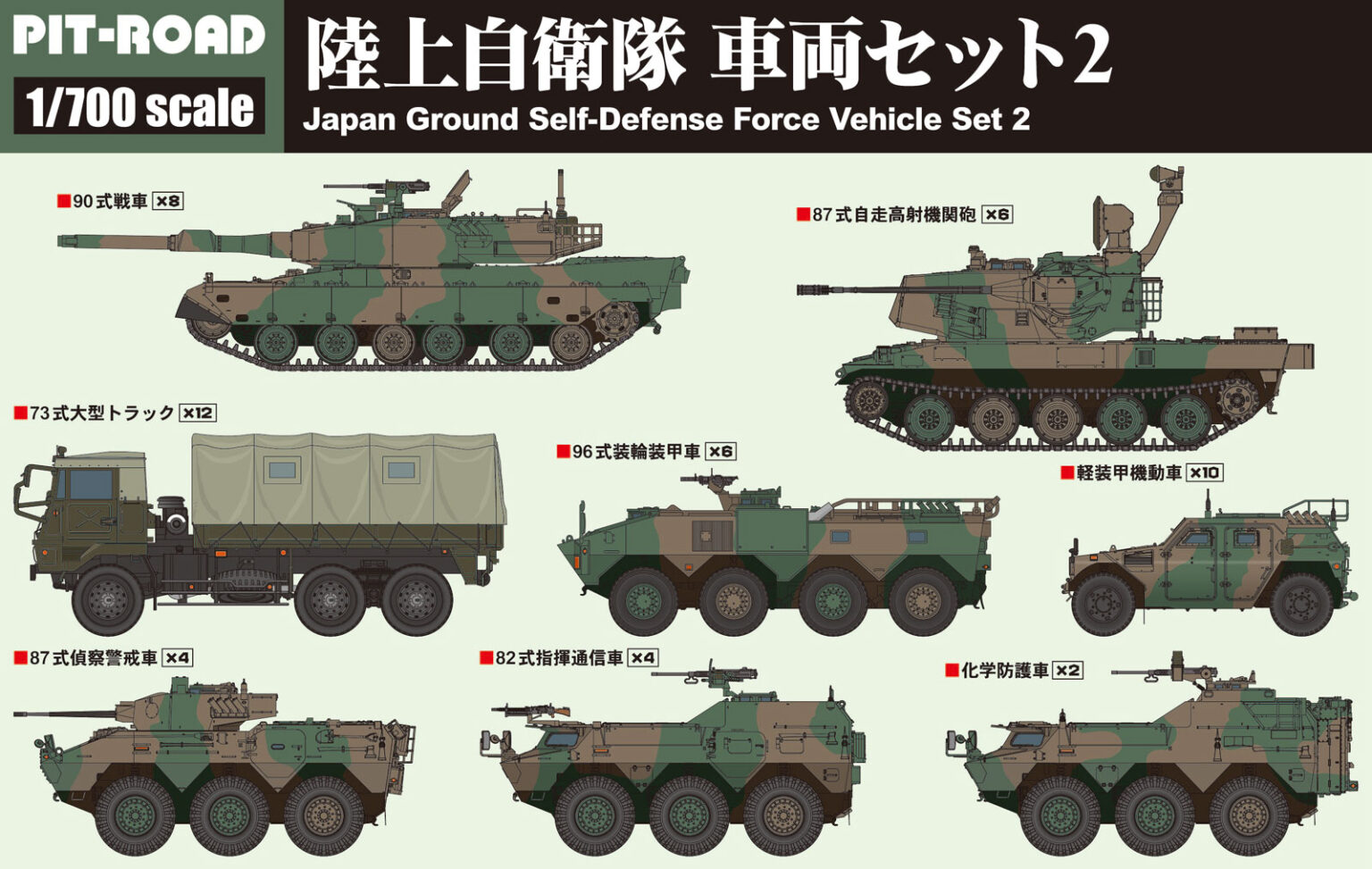 ギフト】 自衛隊モデルコレクション 陸上自衛隊車両 73式75式82式87式 