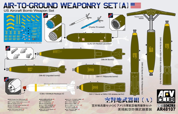 1/48　空対地兵器セット[A] アメリカ軍航空機用爆弾セット - ウインドウを閉じる