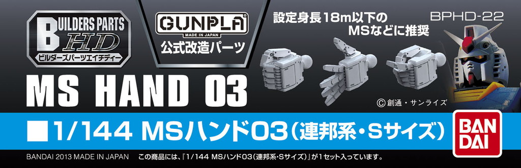 ビルダーズパーツHD-22 1/144 MSハンド03（連邦系・Sサイズ）