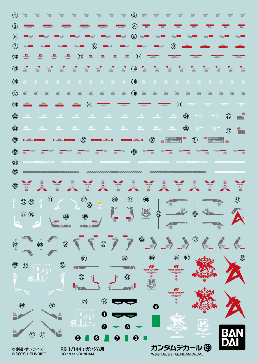 ガンダムデカールNo.125 RG 1/144 νガンダム用