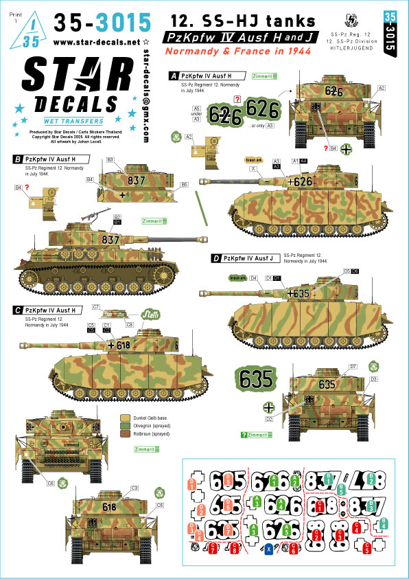 1/35 WWII ドイツ 第12SS装甲師団ヒトラーユーゲントのIV号戦車H型/J型 ノルマンディー/フランス1944