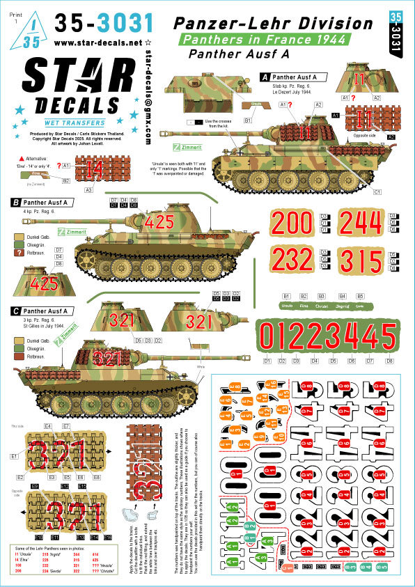1/35 WWII ドイツ 装甲教導師団のパンサー戦車 フランス1944年 第6戦車連隊のパンサーA型