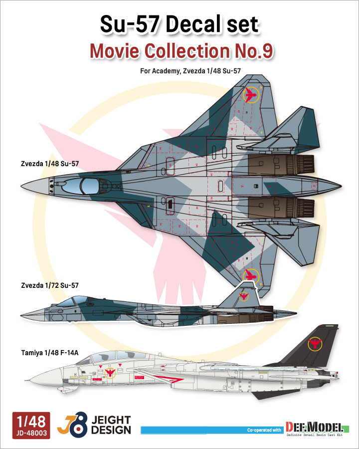 1/48 現用 ロシアSu-57&F-14デカールセット ムービーコレクションNo.9「トップガン」2022(タミヤ/ズベズダ用 - ウインドウを閉じる