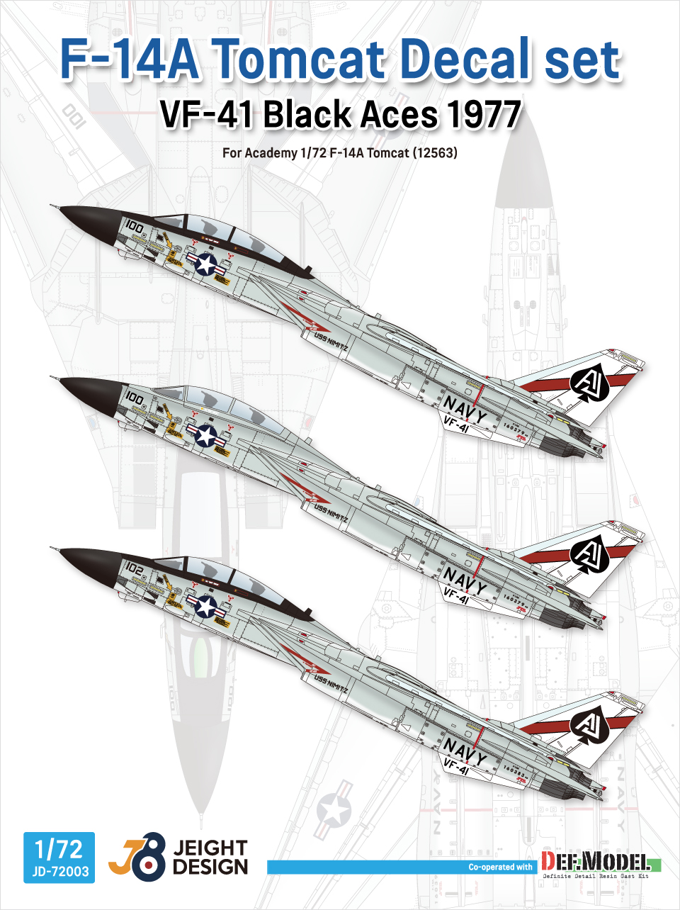 1/72 現用 アメリカ海軍艦上戦闘機F-14Aデカールセット VF-41ブラックエース1977(アカデミー) - ウインドウを閉じる