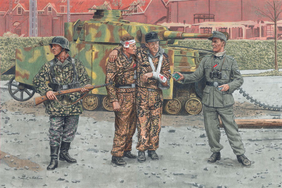 1/35 WW.II ドイツ軍 負傷した武装親衛隊兵と装甲擲弾兵 アルンヘム 1944 （フィギュア4体セット）Gen2