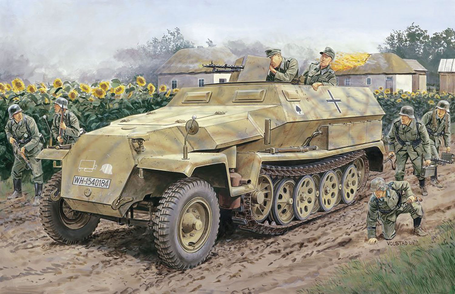 1/35 WW.II ドイツ軍 Sd.Kfz.251 Ausf.C フィギュア4体付属（ボーナスパーツひまわり付属）