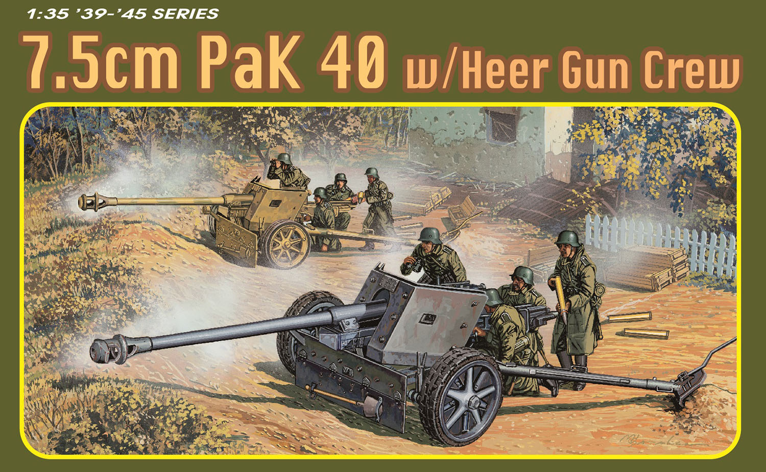 1/35 WW.II ドイツ軍 7.5cm 対戦車砲 Pak40 アルミ砲身/3Dプリントマズルブレーキ/砲兵フィギュア4体付属