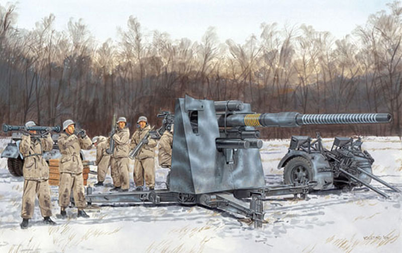 1/35 WW.II ドイツ軍 88mm砲 Flak36　w/高射砲兵（冬季装備） - ウインドウを閉じる
