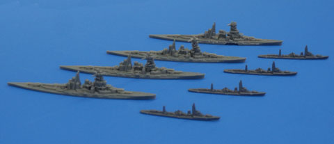 1/3000　戦艦 金剛・比叡・榛名・霧島／駆逐艦 白露型4隻 セット - ウインドウを閉じる