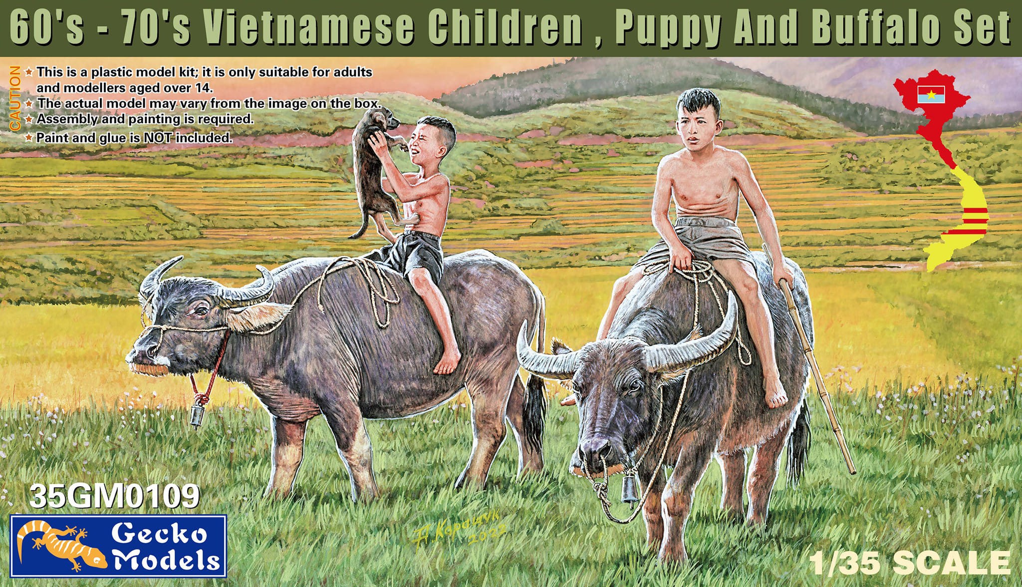 1/35 ベトナム 子供・子犬・水牛セット (1960年～1970年代)