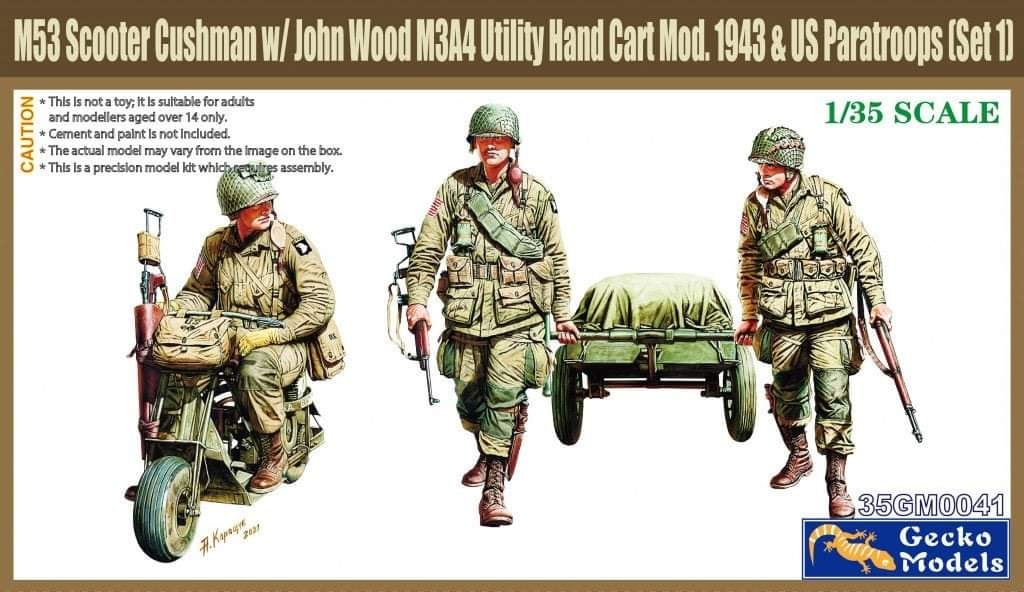 1/35 WW.Ⅱ 米 落下傘兵 w/クッシュマン 空挺スクーター & ジョン・ウッド M3A4 Mod.1943 ユーティリテ