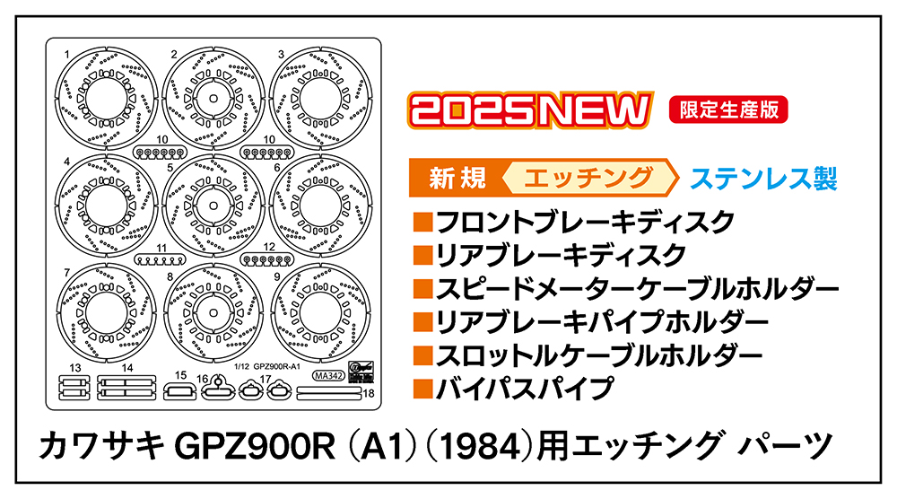 1/12　カワサキ GPZ900R （A1）（1984）用エッチング パーツ