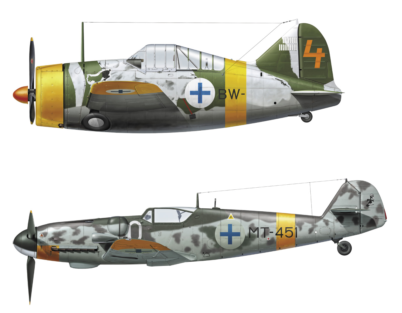 1/72　B-239 バッファロー & メッサーシュミット Bf109G-6 “ユーティライネン” w/フィギュア