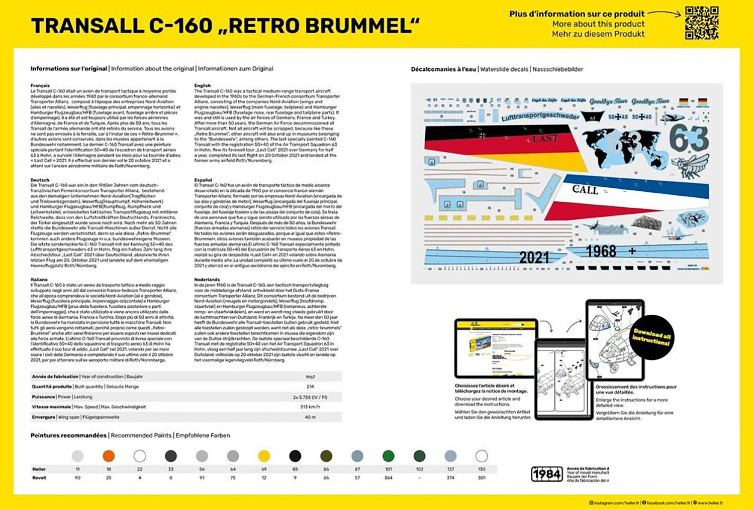 1/72 ドイツ空軍 トランザール C-160輸送機 第63空輸航空団 50-40 "RETRO BRUMMEL"