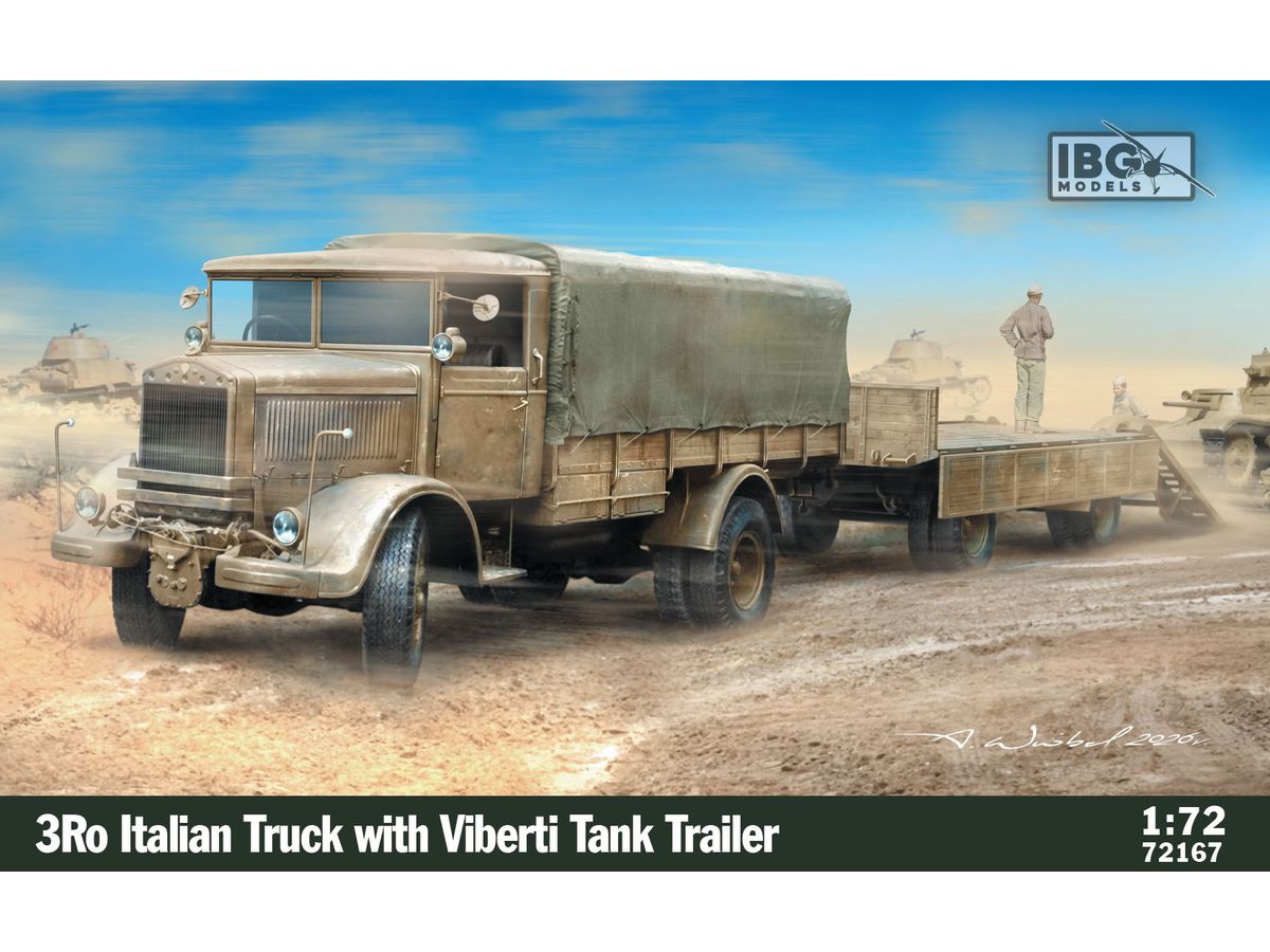 【予約する】　1/72 WW.2 イタリア 3Ro トラック w/ヴィベルティ 15トン戦車運搬トレーラー