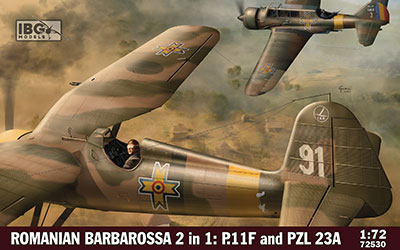 【予約する】　1/72　ルーマニア軍PZL23Aカラシュ軽爆+PZL P.11F戦闘機セット