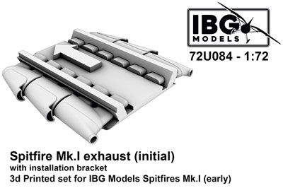 【予約する】　1/72　スピットファイアMk.I（初期型）用排気管・取付固定部付・３Dプリント(72U084)