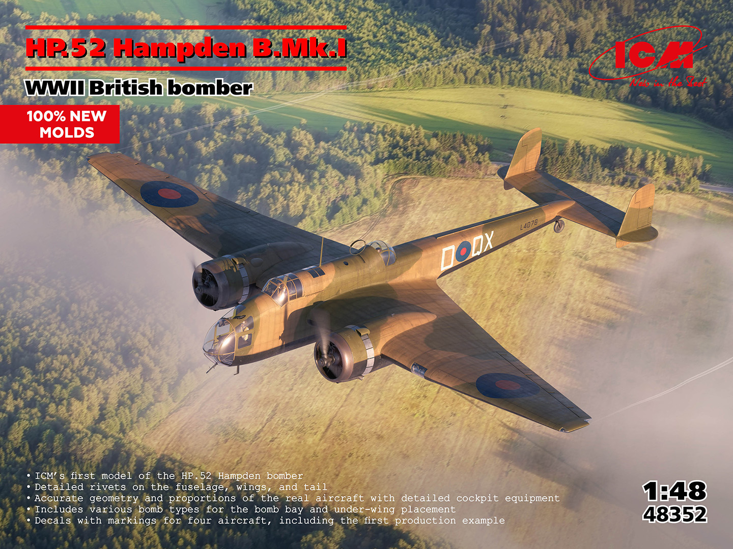 【予約する】　1/48　WWII イギリス爆撃機　HP.52 ハンプデン B.Mk.I