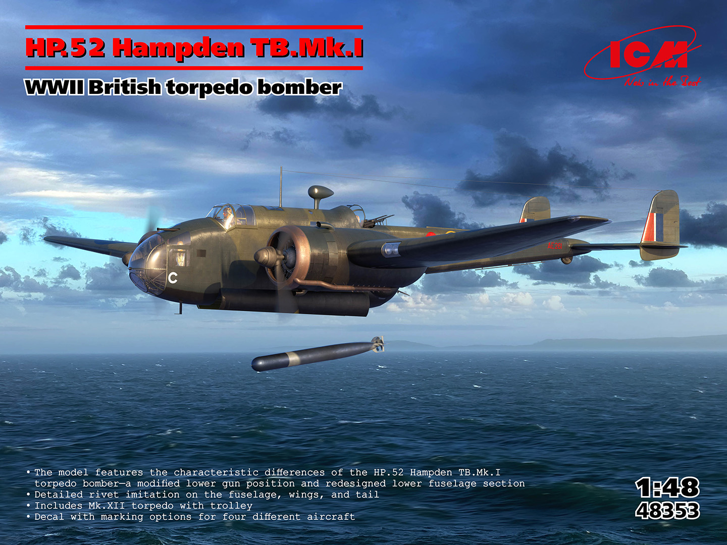 【予約する】　1/48　WWII イギリス軍 雷撃機 HP.52 ハンプデン TB.Mk.I