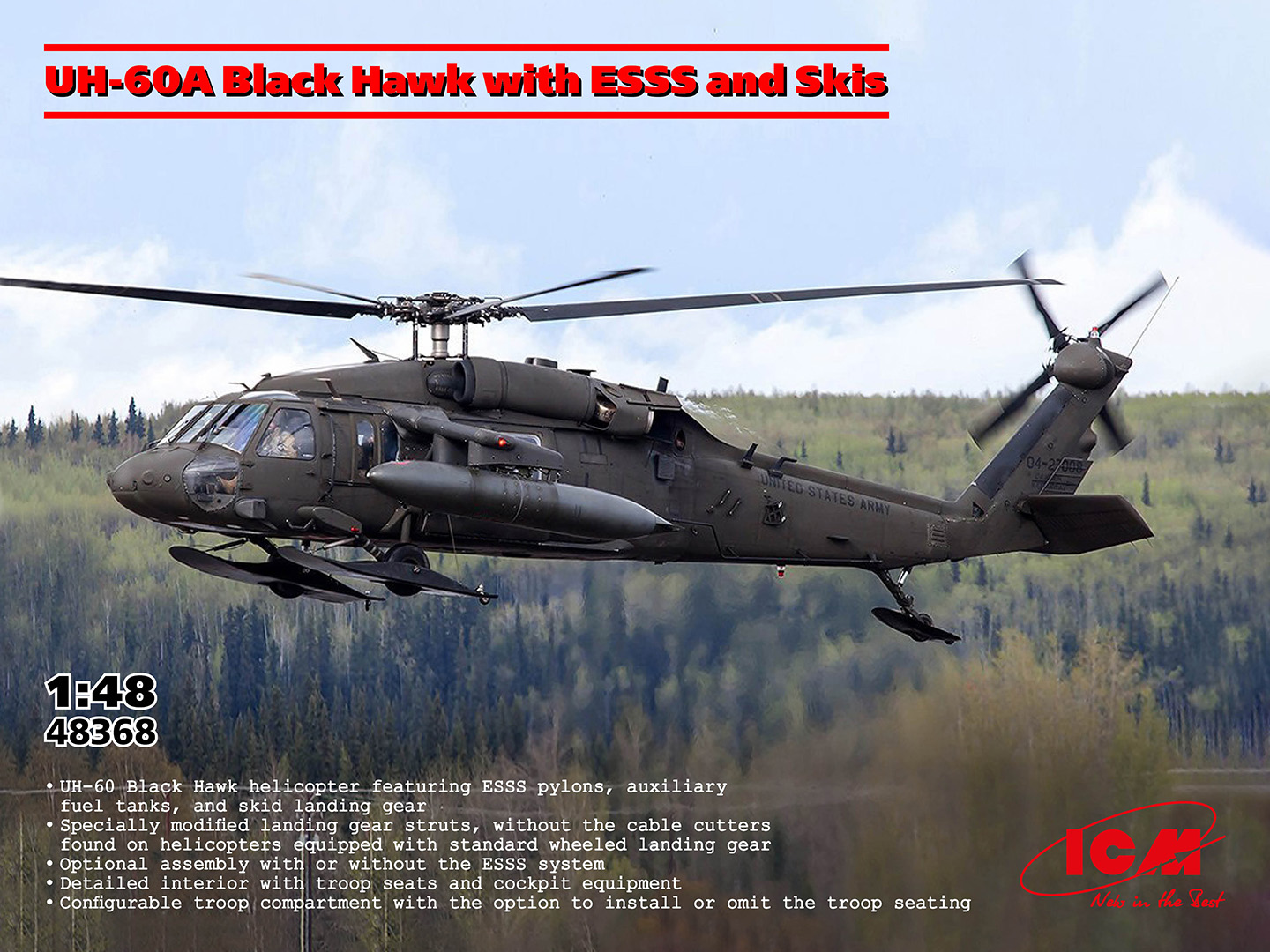 【予約する】　1/48　UH-60A ブラックホーク　w/ ESSS and Skis