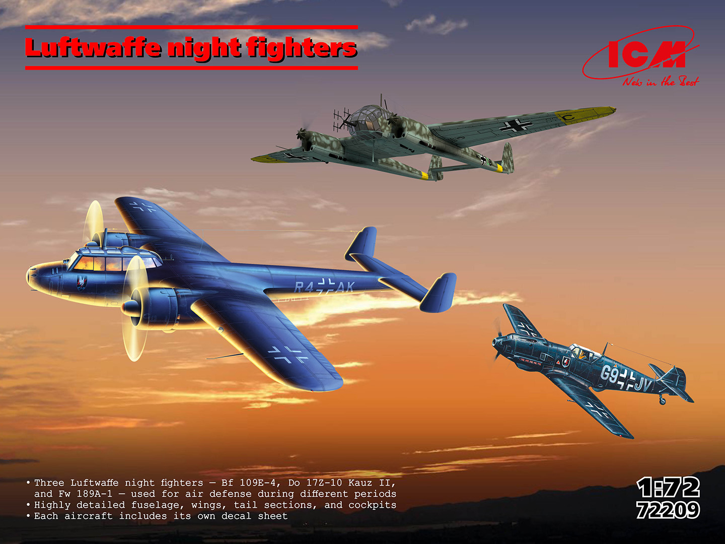 【予約する】　1/72　ドイツ空軍夜間戦闘機3機セット