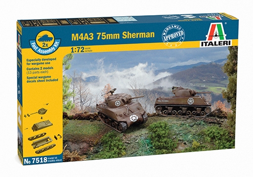 1/72　WW.II アメリカ軍 M4A3シャーマン75mm砲搭載型(2輌セット)