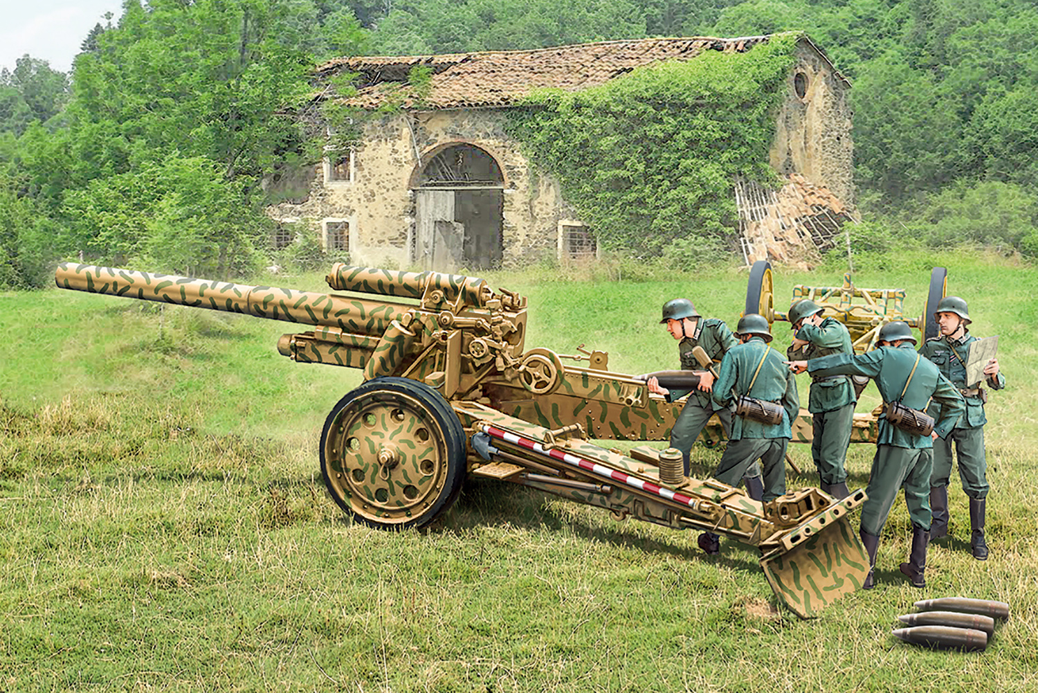 1/72 WW.II ドイツ軍 15cm sFH 18重榴弾砲/10.5cm sK 18 重野砲 2in1 砲兵フィギュア付属