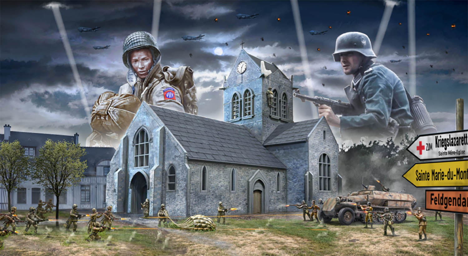 1/72 WW.II ノルマンディーの戦い サント・メール・エグリーズ 1944年6月6日 バトルセット - ウインドウを閉じる