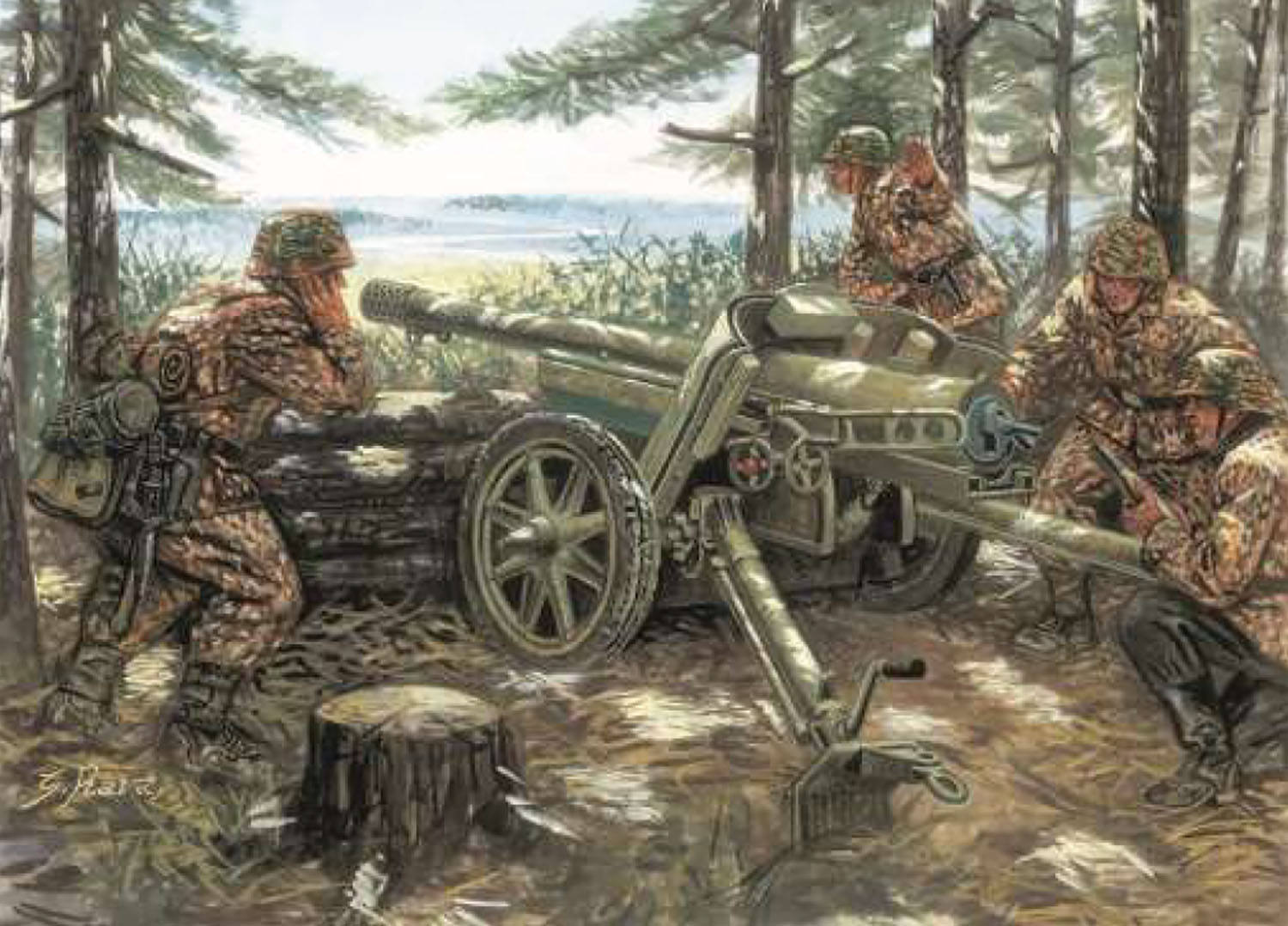 1/35 WW.II ドイツ軍 7.5cm PaK97/38 対戦車砲 砲兵フィギュア4体付属