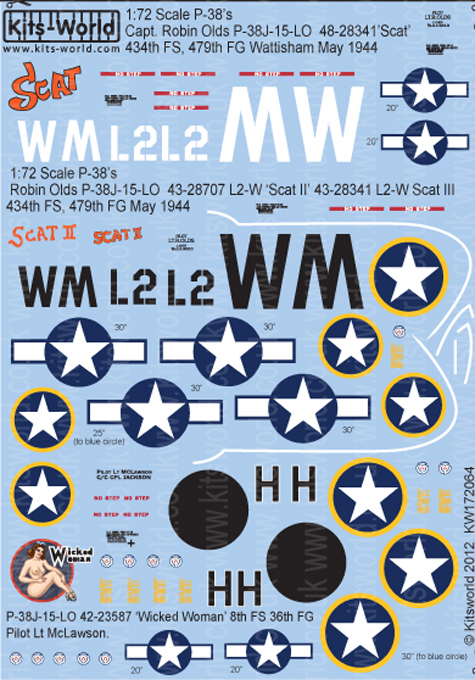 1/72　Robin Olds P-38J-15-LO 43-28707 L2-W 'Scat II, 43-28341 L2 - ウインドウを閉じる