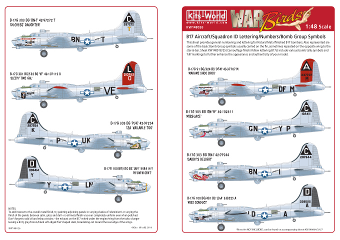 1/48　B17 General Markings - Aircraft ID Numbers & Lettering (Na - ウインドウを閉じる