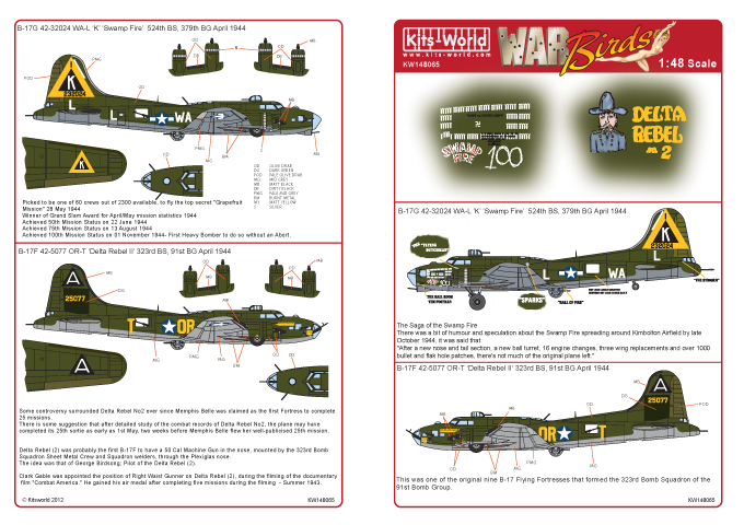 1/48　B-17 G WA-L 'K' 'Swamp Fire' 379th BG, 524th BS - B-17F OR - ウインドウを閉じる