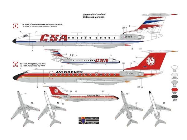 1/144 Tu-134A 旅客機 "チェコ航空/アビオジェネックス航空"
