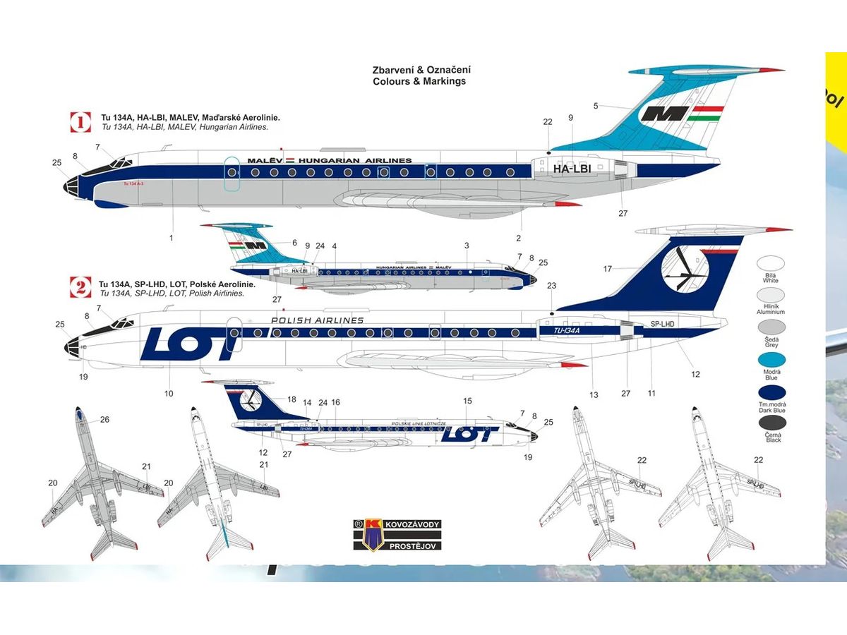 1/144 Tu-134A 旅客機 "LOTポーランド航空/マレーヴ・ハンガリー航空"