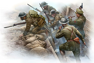 1/35　英・歩兵部隊５体-アタック出撃WW-I-塹壕ミニジオラマ付 - ウインドウを閉じる