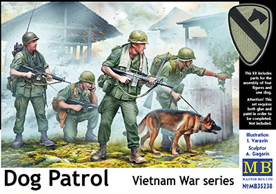 【予約する】　1/35　米・ベトナム戦兵士4体＋犬１頭・ドッグパトロール