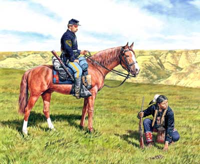 1/35 南北戦争・騎乗北軍騎兵+先住民追走員1860年代西部開拓 [MB35049