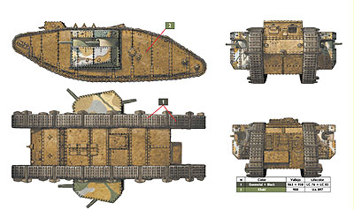 1/72　英・マークII型菱形戦車-雌型（機銃搭載）アラス戦１９１７年