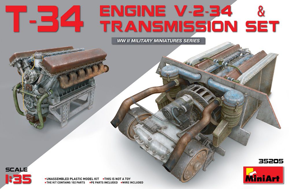 1/35 T-34エンジン（V-2-34）＆トランスミッションセット - ウインドウを閉じる