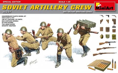 1/35　ソビエト砲兵隊5体入（特別版）弾薬箱・歩兵用銃・装備品付 - ウインドウを閉じる