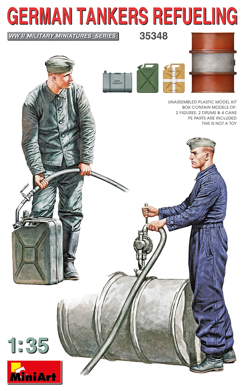 1/35　ドイツ兵 燃料補給中２体入（ドラム缶２個＋石油缶４個付） - ウインドウを閉じる