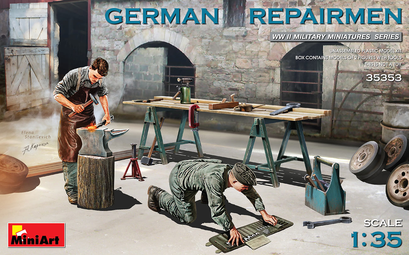 1/35　ドイツ修理工2体セット（作業台・工具付） - ウインドウを閉じる
