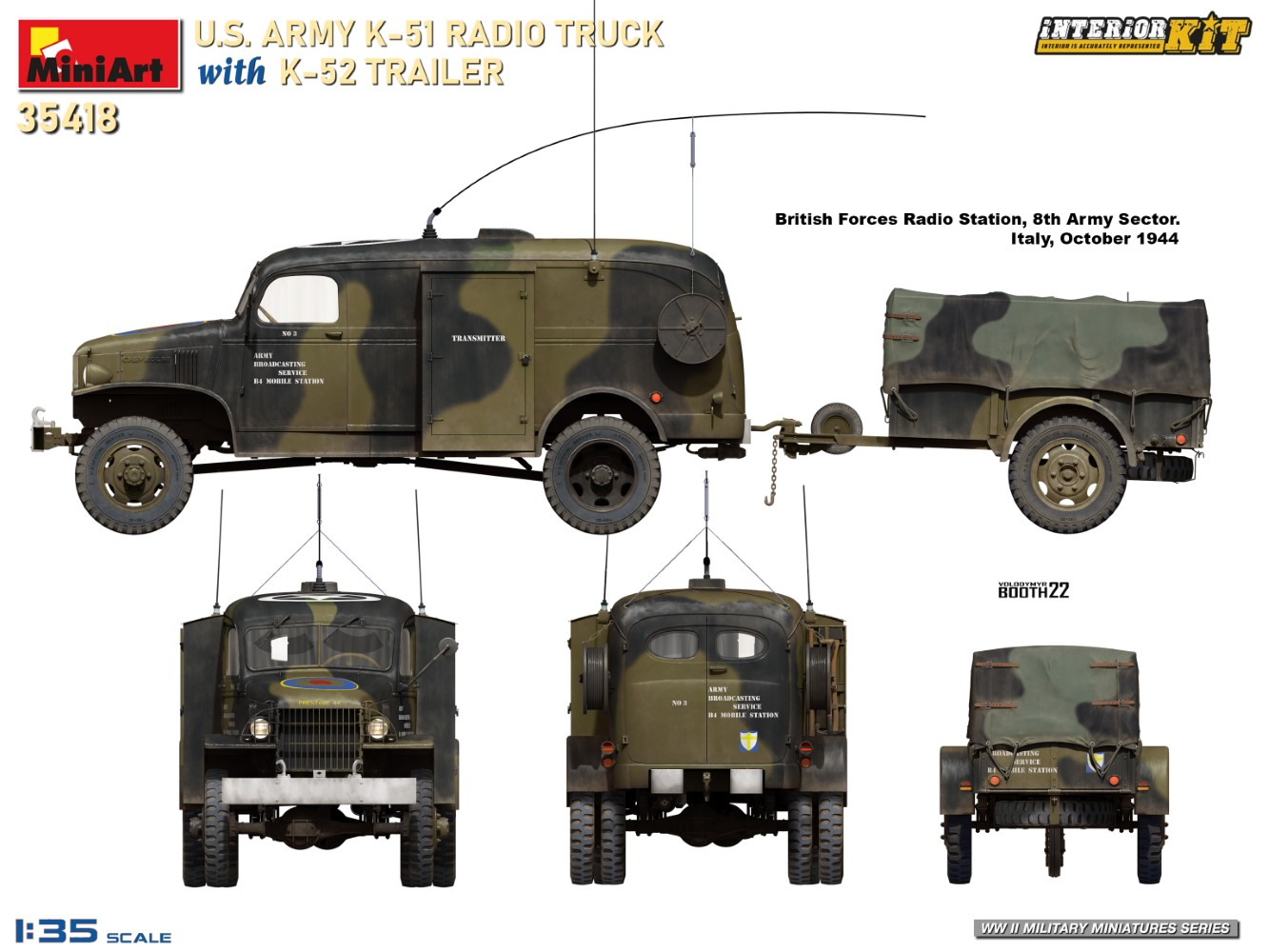 1/35　米軍 K-51無線トラックw/K-52トレーラー インテリアキット