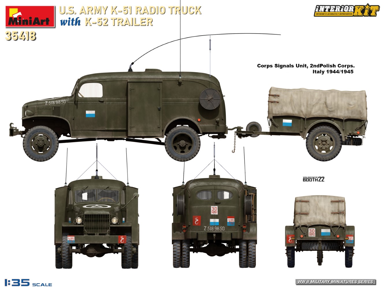 1/35　米軍 K-51無線トラックw/K-52トレーラー インテリアキット