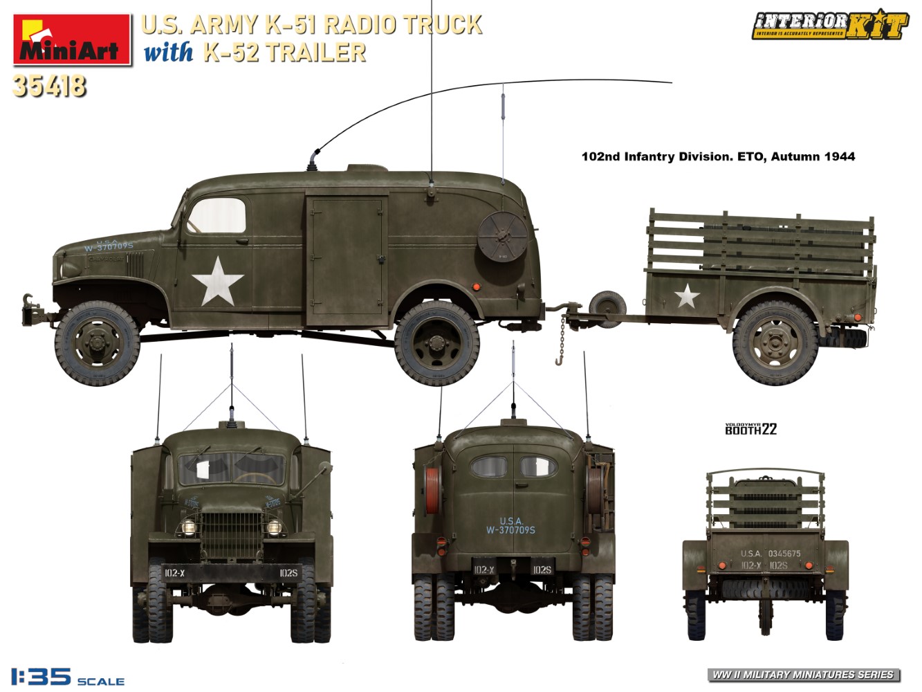 1/35　米軍 K-51無線トラックw/K-52トレーラー インテリアキット