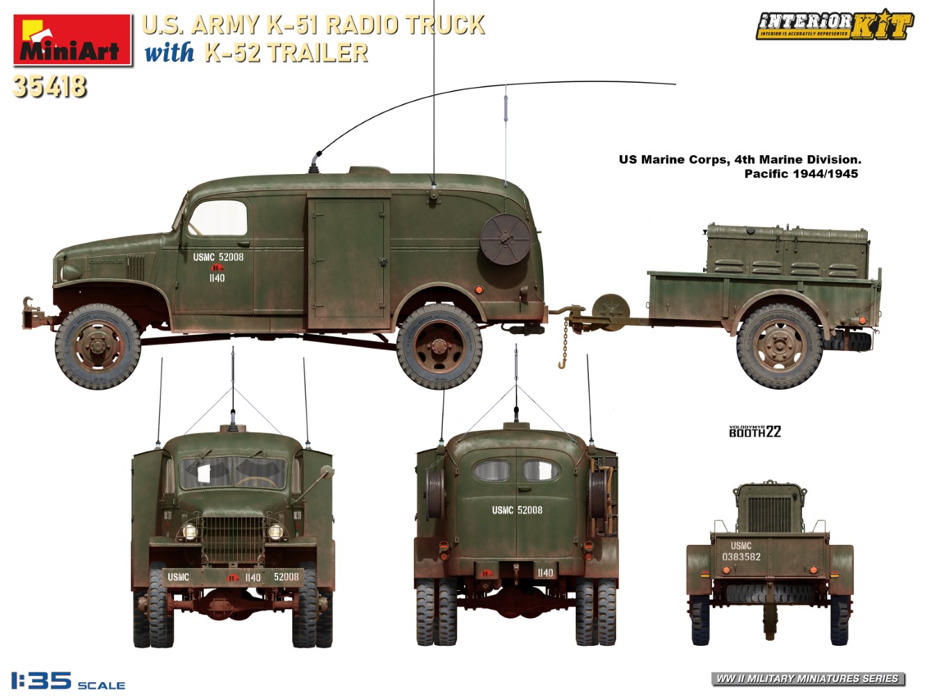 1/35　米軍 K-51無線トラックw/K-52トレーラー インテリアキット