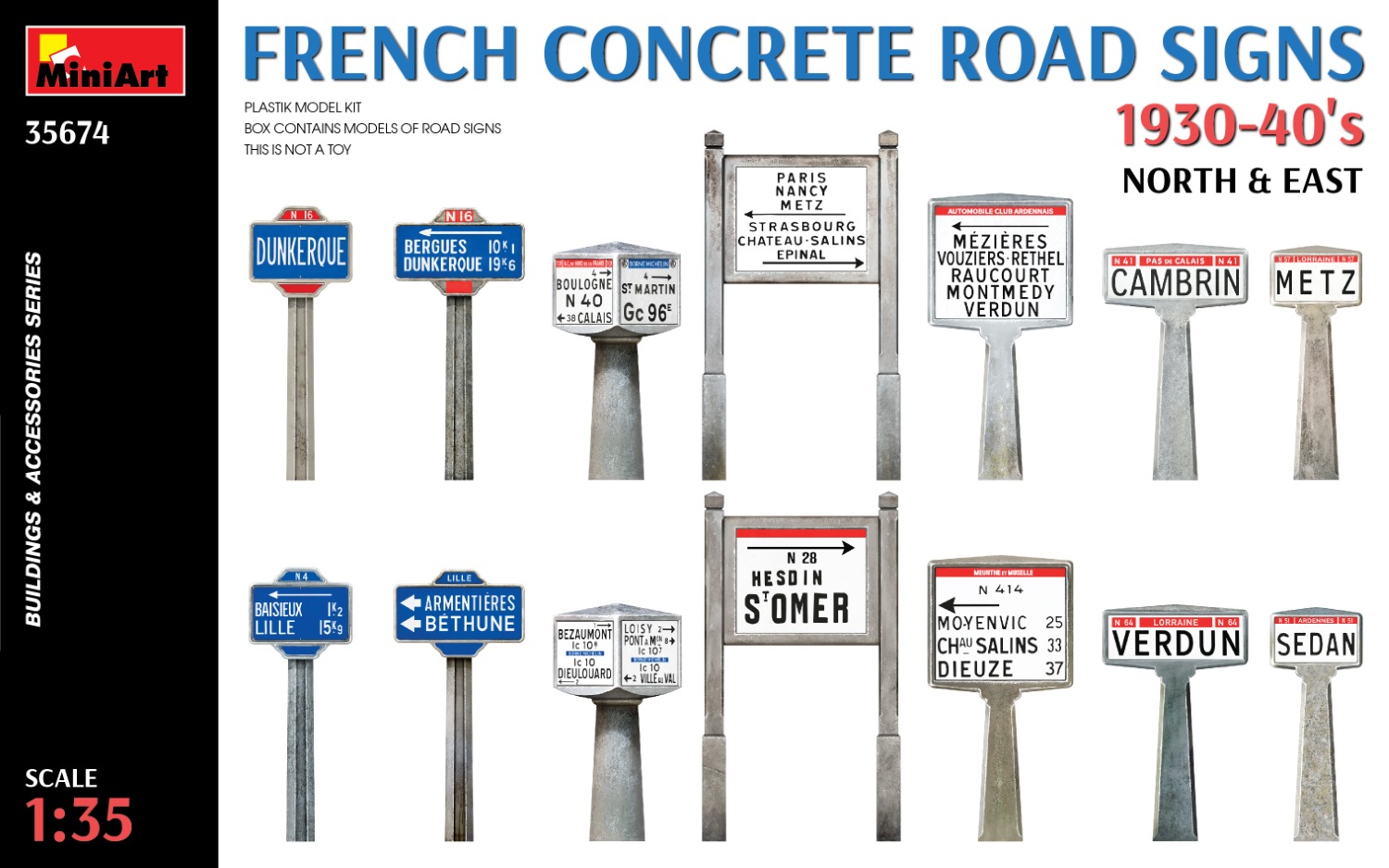 1/35　フランス東部、北部 コンクリート道路標識 1930-40年代