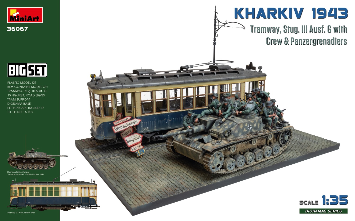 1/35　ハリコフ 1943: 路面電車＆三号突撃砲G型w/クルー【ビッグセット】